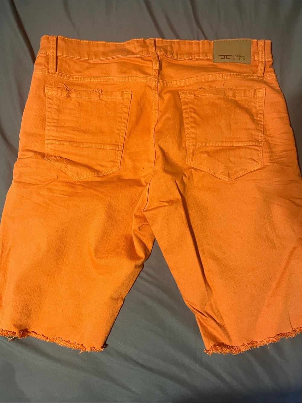 Jordan Craig Orange Distressed Denim Shorts - Picture 2 of 2